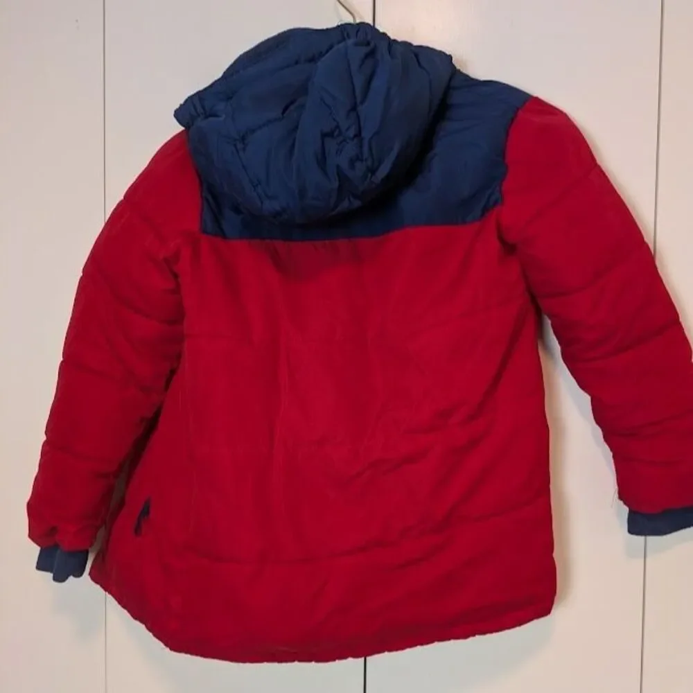 Lands' End Red and Blue Puffer Jacket Youth Boys XS 5/6 Warm Winter Coat